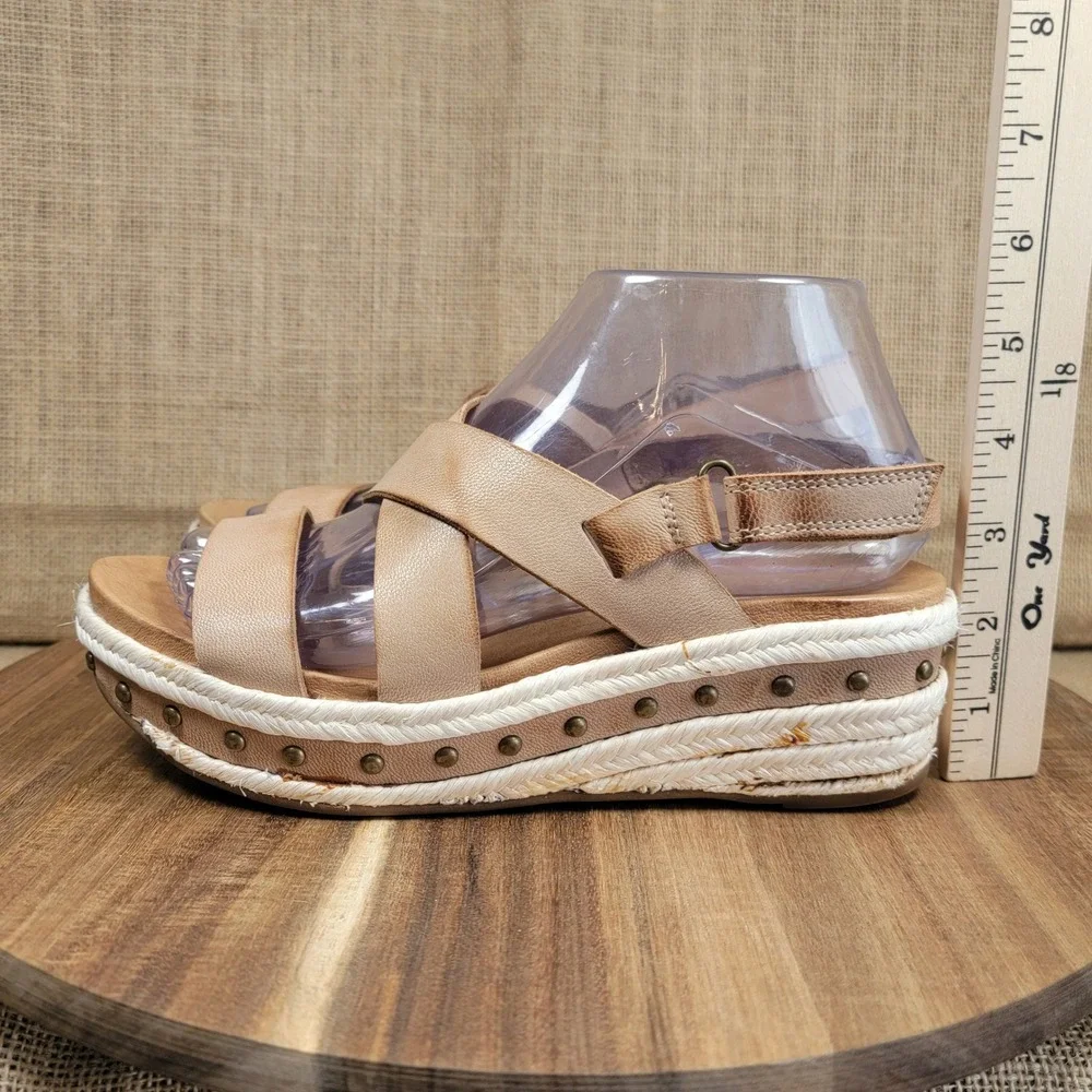 Antelope Leather Platform Sandals Espadrille Anthropologie Women's EU 38 US 7.5